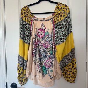 Free People Positano Floral Bohemian Women's Medium Top